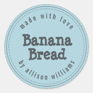 Sticker Rond Banane maison moderne bleu pain