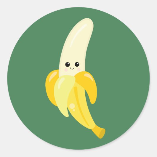 Sticker Rond Banane mignonne et heureuse (Devant)