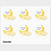 Sticker Rond Banane pelée et coupée (Feuille)