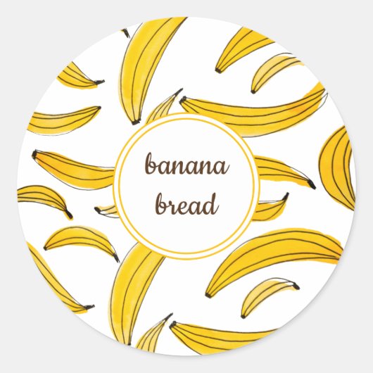 Sticker Rond Bananes d'aquarelle - jaune (Devant)