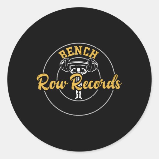 Sticker Rond Banc de musculation Rangées Records Citations de g (Devant)