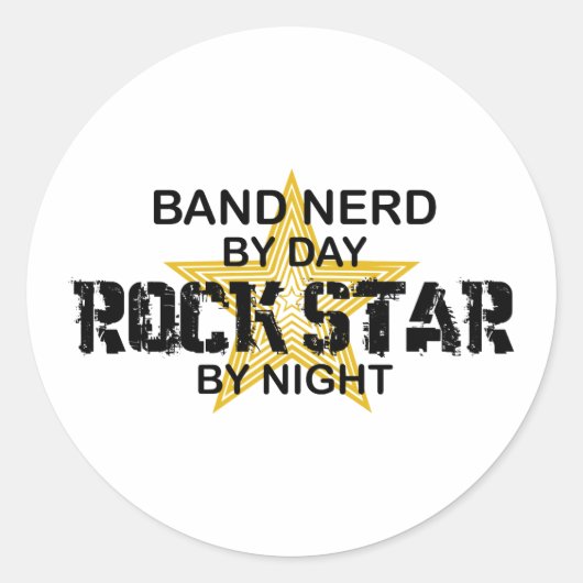 Sticker Rond Band Nerd Rock Star by Night (Devant)