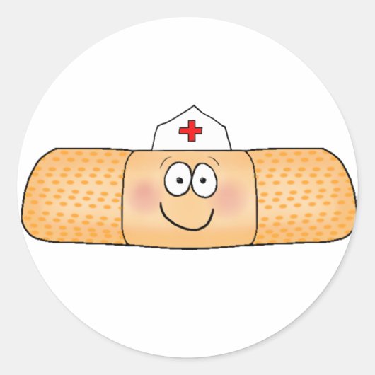 Sticker Rond Bandage d'aide de la bande Whimsicla avec infirmiè (Devant)