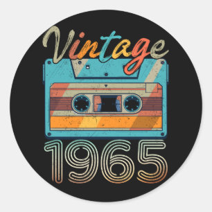 Sticker Rond Bande de cassette vintage 1965 Rétro 58e anniversa