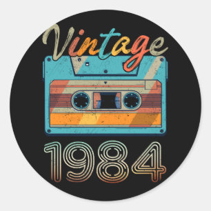 Sticker Rond Bande de cassette vintage 1984 Rétro 39e anniversa