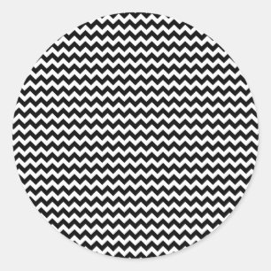 Sticker Rond Bande de Chevron noir et blanc