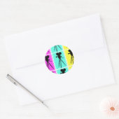 Sticker Rond Bande de film en couleur et silhouette de caméra (Enveloppe)