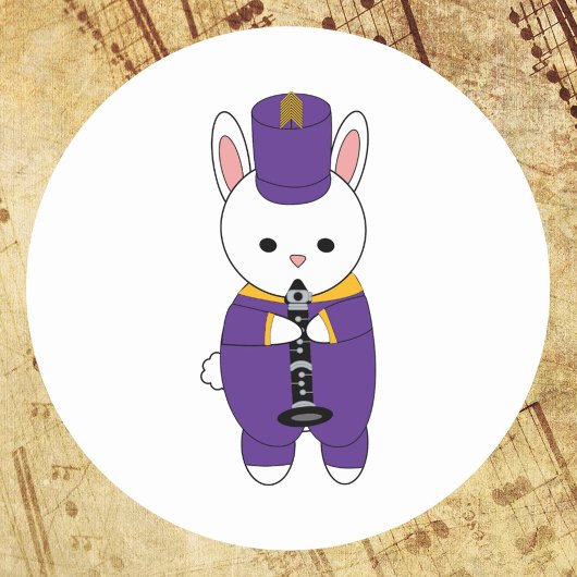 Sticker Rond Bande de Marquage Lapin Clarinet Puprle Jaune