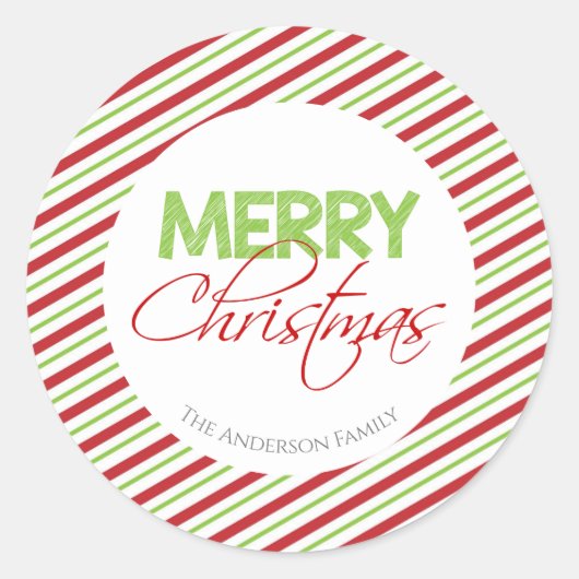 Sticker Rond Bande de Sucre de canne rouge et vert | (Devant)