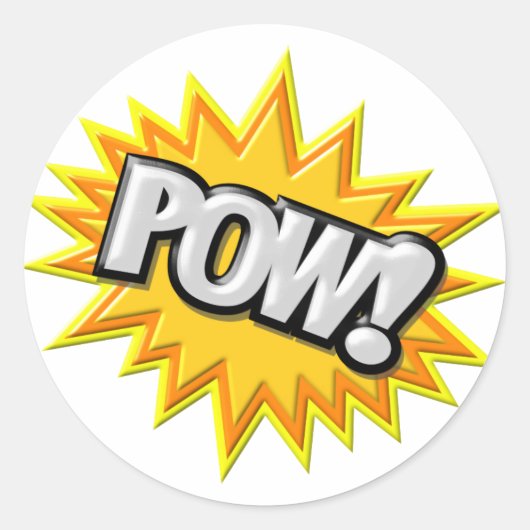 Sticker Rond Bande dessinée Burst Pow 3D (Devant)