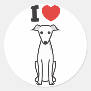 Sticker Rond Bande dessinée de chien de lévrier italien