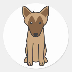 Sticker Rond Bande dessinée de chien de Malinois de Belge