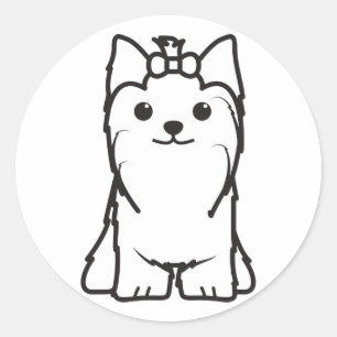 Sticker Rond Bande dessinée de chien de Yorkshire Terrier