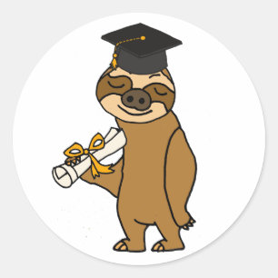 Sticker Rond Bande dessinée drôle d'obtention du diplôme de