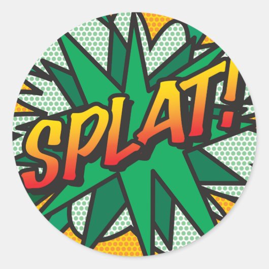 Sticker Rond Bande dessinée drôle SPLAT (Devant)