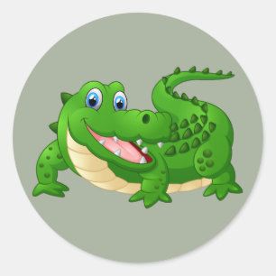 Sticker Rond Bande dessinée heureuse de crocodile