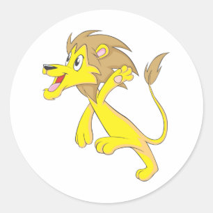 Sticker Rond Bande dessinée heureuse de lion