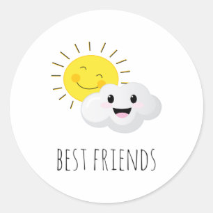 Sticker Rond Bande dessinée humoristique de meilleurs amis du