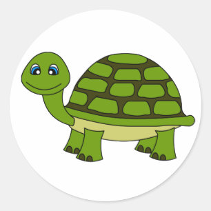 Sticker Rond Bande dessinée mignonne de tortue