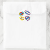 Sticker Rond Bande dessinée Pow ! Flammes (Sac)