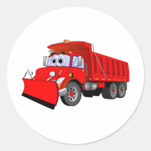 Sticker Rond Bande dessinée rouge de camion à benne basculant