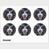 Sticker Rond Bande dessinée Style Vampire Halloween Party (Feuille)