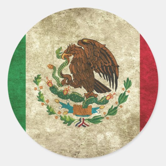 Sticker Rond Bandera de México - Drapeau du Mexique (Devant)