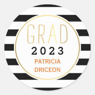 Sticker Rond Bandes blanches noires grad 2016 graduation tendan
