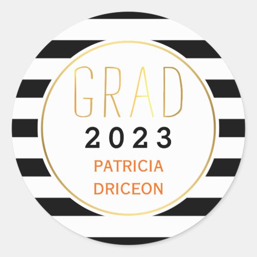 Sticker Rond Bandes blanches noires grad 2016 graduation tendan (Devant)