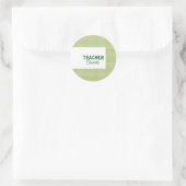 Sticker Rond Bandes blanches vert citron professeur nom c (Sac)