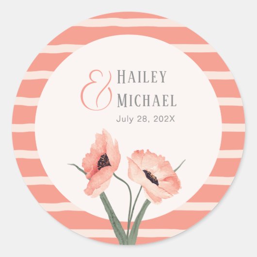 Sticker Rond Bandes de corail botanique (Devant)