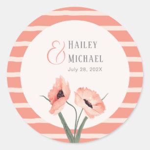 Sticker Rond Bandes de corail botanique