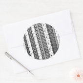 Sticker Rond Bandes de Motifs rétro noir et blanc 1 (Enveloppe)