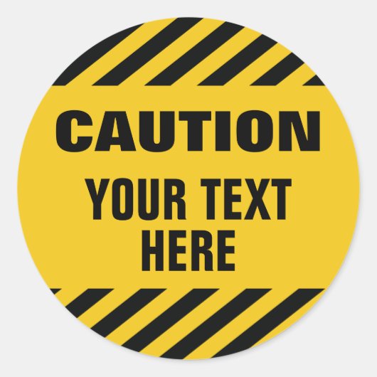Sticker Rond Bandes de prudence avec texte rond (Devant)