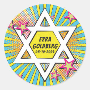 Sticker Rond Bandes dessinées Bar Mitzvah de livre de bande des