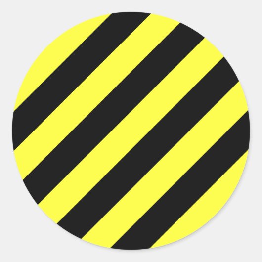 Sticker Rond bandes diagonales noir et jaune (Devant)