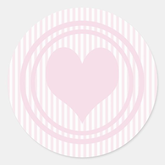 Sticker Rond Bandes du coeur et rose et blanc (Devant)
