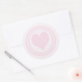 Sticker Rond Bandes du coeur et rose et blanc (Enveloppe)