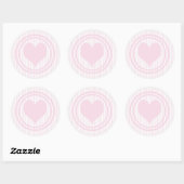 Sticker Rond Bandes du coeur et rose et blanc (Feuille)