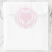 Sticker Rond Bandes du coeur et rose et blanc (Sac)