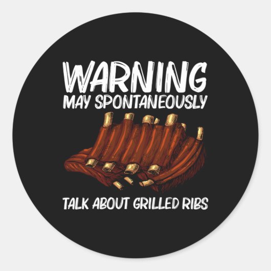 Sticker Rond Bandes Grillées Drôle Pour Hommes Femmes Grillades (Devant)