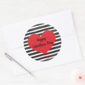 Sticker Rond Bandes noires et blanches Bonne Saint Valentin (Enveloppe)
