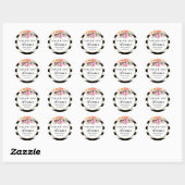 Sticker Rond Bandes noires et blanches Faveur florale (Feuille)