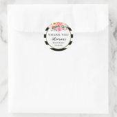 Sticker Rond Bandes noires et blanches Faveur florale (Sac)