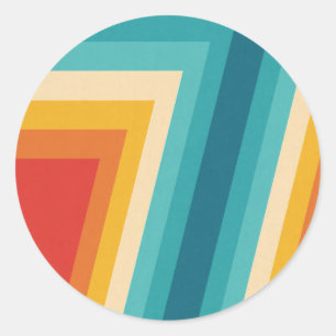 Sticker Rond Bandes rétro colorées - les années 70, 80s Design