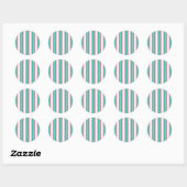 Sticker Rond Bandes rétro - Rose Turquoise (Feuille)