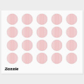 Sticker Rond Bandes rose et blanc (Feuille)