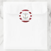 Sticker Rond Bandes rouges personnalisées avec ancre  (Sac)