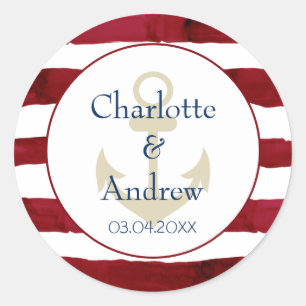 Sticker Rond Bandes rouges spécifiques au client Ancre 