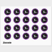Sticker Rond Bandes Zébrées Électriques Violettes; Ballet (Feuille)